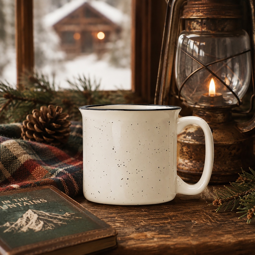 Ceramic Camp Mug Speckled Cream 13oz