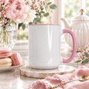 Mug Deluxe 15oz. (Pink + White)